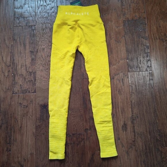 Alphalete Revival Seamless Leggings RG Golden Yellow XS NEW RG Compression - Picture 4 of 13